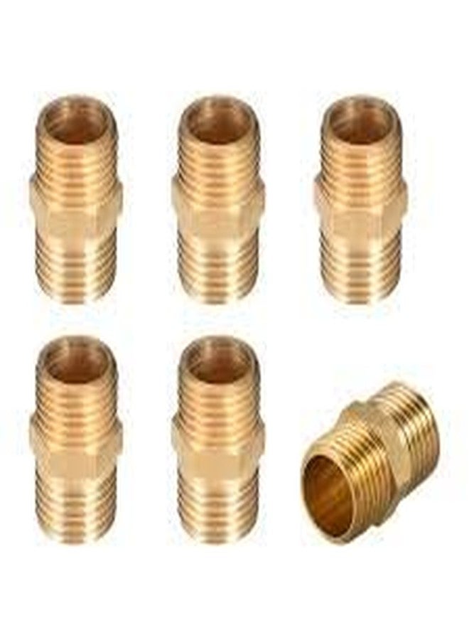 GK MART وصلات نحاسية سداسية الشكل من نوع GK MART، مقاس 1/4 بوصة BSP ذكر × 1/4 بوصة BSP ذكر - 5 قطع - Image 1